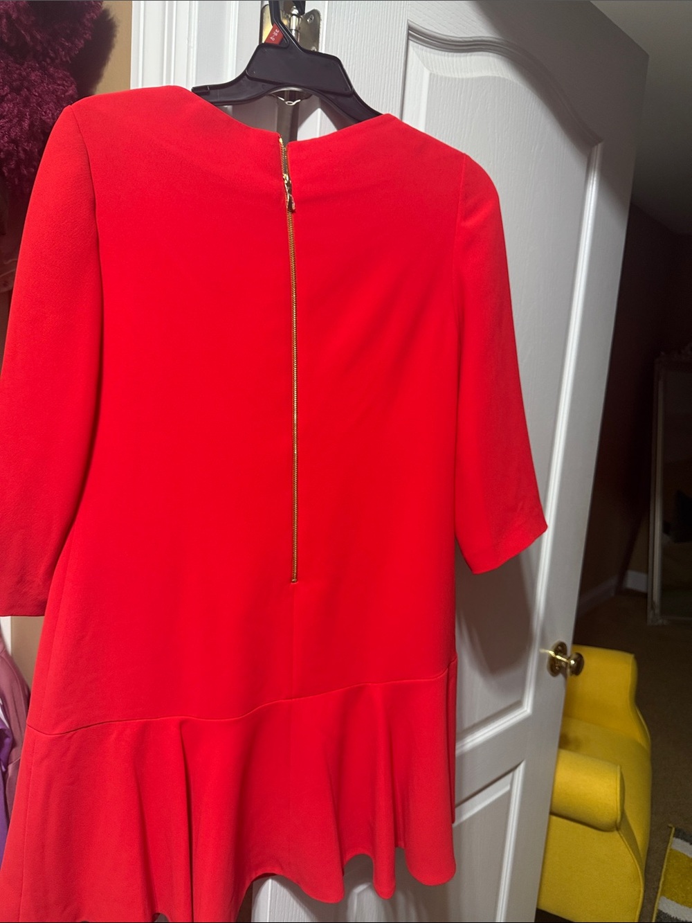 kate spade Red Mini Dress with Peplum Hem and Gold Back Zip